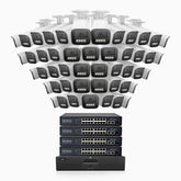 HZ804 - 4K 64 Channel 48 Cameras PoE Security System, 4X Optical Zoom, 2.8 - 12 MM Motorized Varifocal Lens, Smart Dual Light Night Vision, Motion Detection 2.0, Built-in Microphone, Siren & Strobe Alarm, Upgraded Version